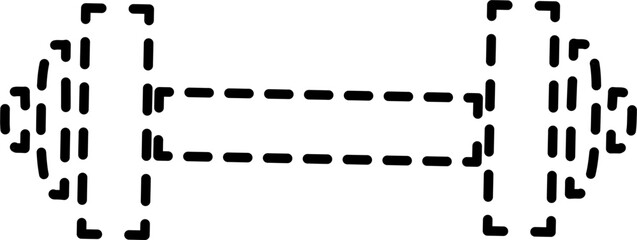 Dashed-line dumbbell icon resembling ASCII or schematic art, ideal for conceptual or technical fitness visuals.