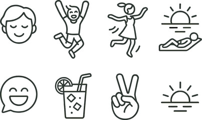 Obraz premium Sun icon set. Summer set linear