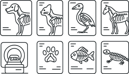 Veterinary line icons set - outline, pet care, animal healthcare symbols