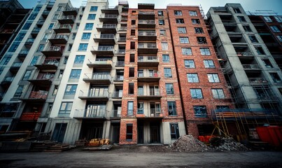 Fototapeta premium Modern apartment complex under construction