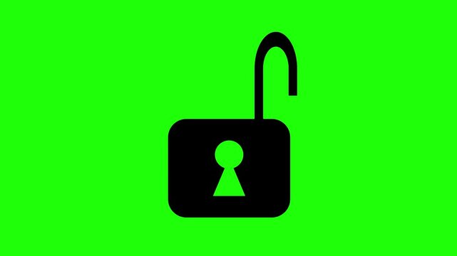 Lock unlock Icon loop Animation on Green screen Background Representing Security, Privacy, or Locked Content Message lock unlock icon animation	