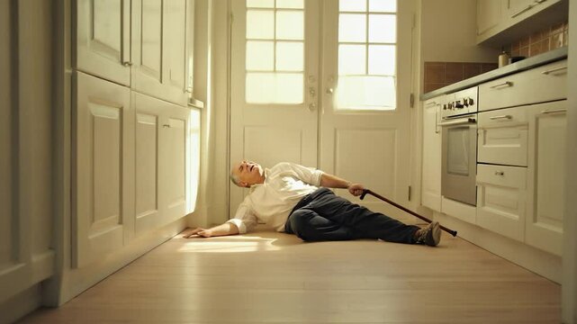 Elderly person fallen in kitchen