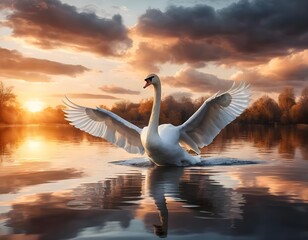 Majestic Swan at Sunset