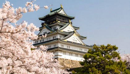 Naklejka premium 城と桜