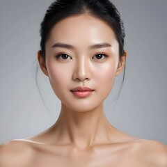 Beautiful Young Asian Woman with Clean, Radiant Skin