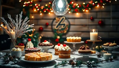 Obraz premium table topped with lots of cakes and desserts