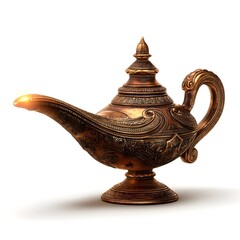 Fototapeta premium Add Charm To Decor With Matte Amber 3D Brass Magic Lamp Texture In Isometric Perspective