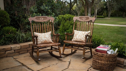 Rocking chair in beautiful yard