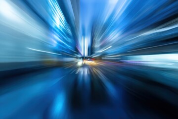 Abstract urban lights with vibrant blue tones.