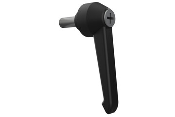 Compact Quarter-Turn Latch with Threaded Stud and Black Handle, Black L-Handle Quarter-Turn Lock an L-Shaped Handle and Cross Recess, Secure for Enclosures or Panels on a PNG Transparent Background