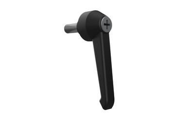 Compact Quarter-Turn Latch with Threaded Stud and Black Handle, Black L-Handle Quarter-Turn Lock an L-Shaped Handle and Cross Recess, Secure for Enclosures or Panels on a PNG Transparent Background