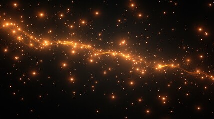 Fototapeta premium Glowing orange particles and light streaks scattered on a dark background creating a sense of cosmic energy and mystery