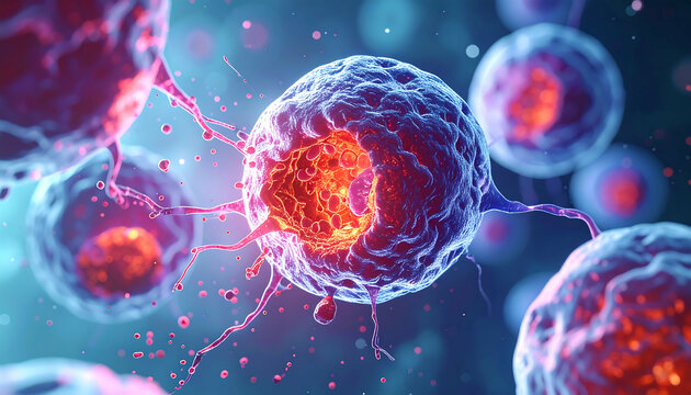 Microscopic Cell Explosion: Stunning Visual of Cellular Breakdown