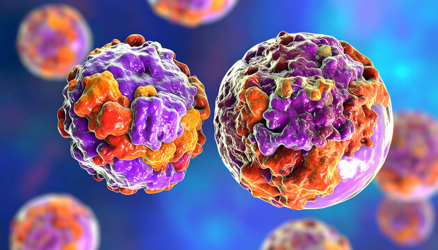 Microscopic View of Adeno-Associated Virus (AAV) Particles