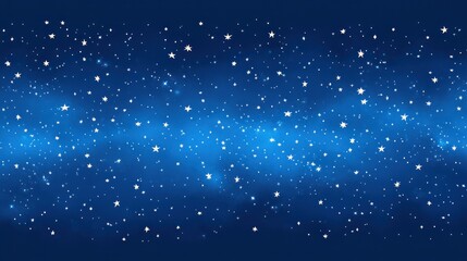 night sky filled with numerous bright stars scattered across a deep blue background with a soft glowing milky way band