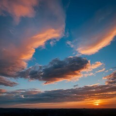Fototapeta premium Dramatic Sunset Sky with Colorful Clouds