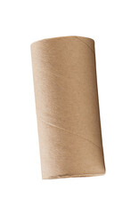 Side view of one tissue paper core or toilet paper tube after used out of paper isolated with clipping path in png file format