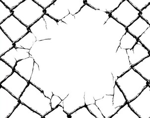 Ripped chain-link fence reveals a hole