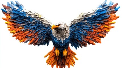 Fototapeta premium Powerful and Majestic Bald Eagle Soaring High in the Vast Blue Sky with Its Magnificent Wings Spread Showcasing the Beauty and Strength of This Iconic Bird of Prey