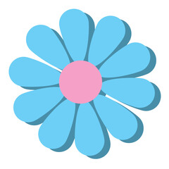 Fototapeta premium Minimal blue flower with shadow. Vector
