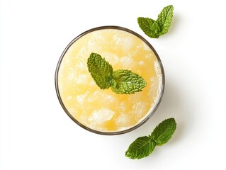 Refreshing iced citrus beverage with mint