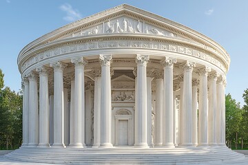 Obraz premium Ornate marble columns neoclassical temple high resolution picture