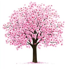 Fototapeta premium A vibrant pink cherry blossom tree in full bloom