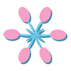 Minimal blue flower with shadow. Vector