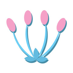 Minimal blue flower with shadow. Vector