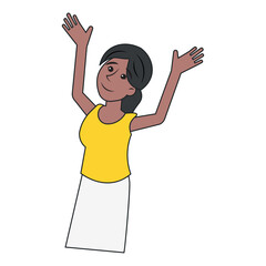 Smiling girl in yellow top. Vector