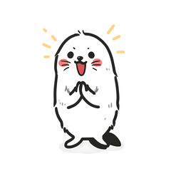 Fototapeta premium An adorable cartoon seal with rosy cheeks, clapping its little flippers together, radiating happiness!