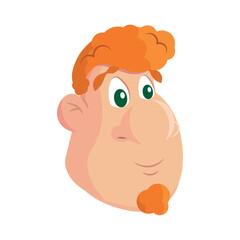Redhead cartoon viking face. Vector