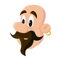Bald viking with mustache. Vector