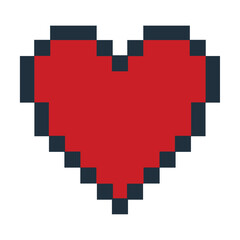 Pixel red heart icon. Vector