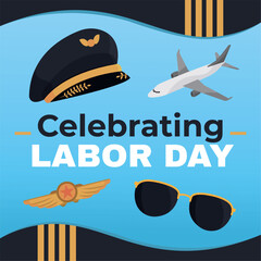Pilot theme Labor Day art. Vector