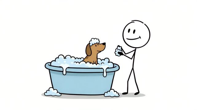 Cartoon dog bath