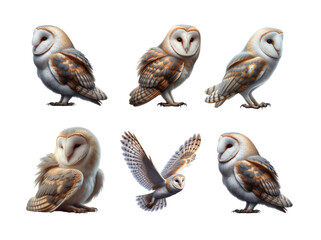 Obraz premium Barn Owls A Collection of Poses