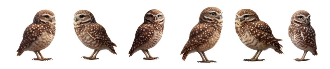 Fototapeta premium Group of spotted burrowing owls