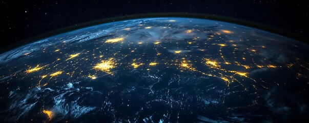 Obraz premium Earth at night, city lights, space view