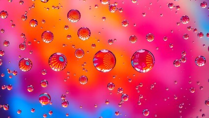 A close-up view shows clear water droplets glistening creating an abstract natural pattern.