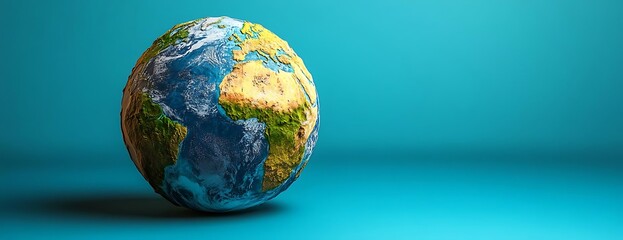 Fototapeta premium Planet Earth, blue background, environmental