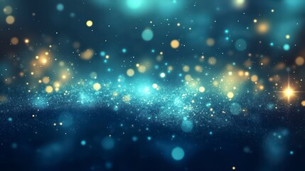 Obraz premium The image is a blue and yellow background with many small, bright, and colorful dots