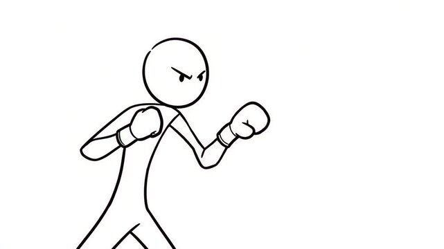Line art illustration of person in boxing stance