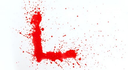 Crimson Splatter Letter L Isolated on White Background Abstract Red Shape