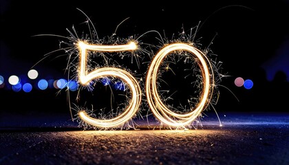 50th Birthday Celebration Sparkler Display at Night