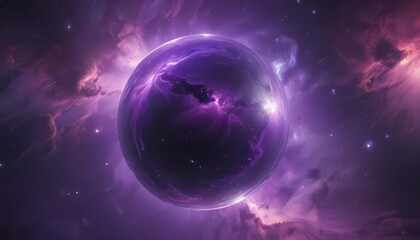 Obraz premium Ethereal orb glows, purple nebula swirls around , dreamy, light