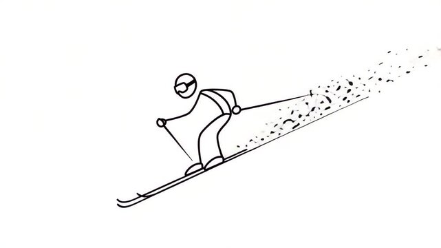 Simple line drawing of person skiing
