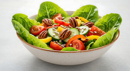 Healthy Garden Salad Isolated on White Background