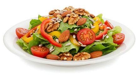 Healthy Salad with Nuts isolated on white background