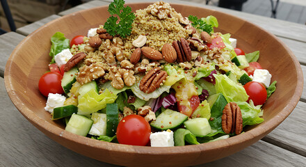 Healthy Salad with Nuts and Feta